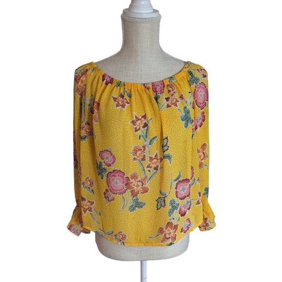 Forever 21 Yellow Floral Off the Shoulder Blouse - Picture 3 of 10